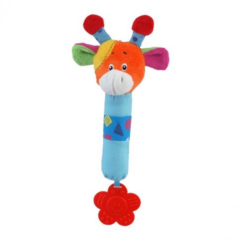 Dětská plyšová hračka s chrastítkem žirafka - Kliknutím zobrazíte detail obrázku.