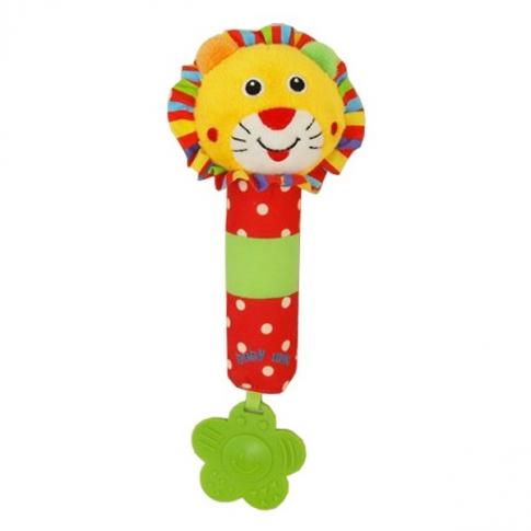 Dětská pískací plyšová hračka s chrastítkem lev - Kliknutím zobrazíte detail obrázku.