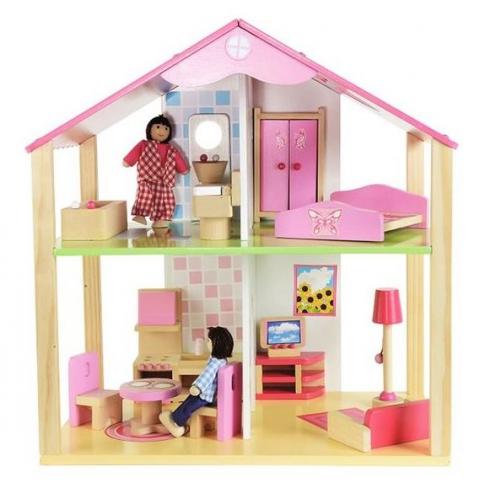 Dřevěný domeček pro panenky s příslušenstvím - Kliknutím zobrazíte detail obrázku.