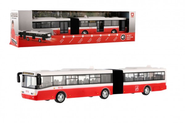  Autobus česky mluvící plast 36cm červený zpětný chod na bat. se světem se zvukem